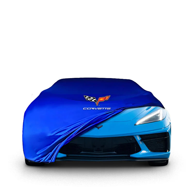 CORVETTE C8 INDOOR CAR COVER FOR ALL MODEL - Black - Corvette Logo