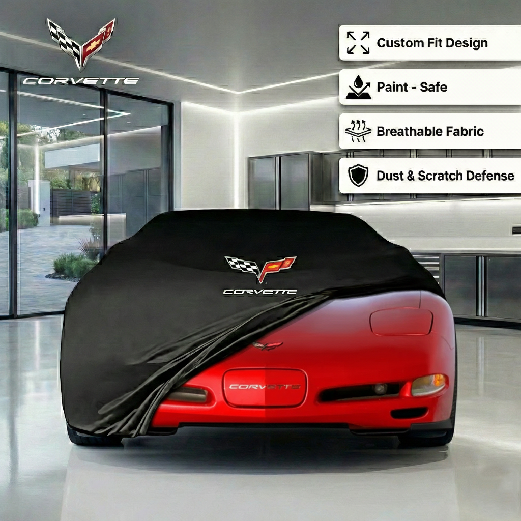 CORVETTE C5 INDOOR CAR COVER FOR ALL MODEL - Black - Corvette C5 Logo