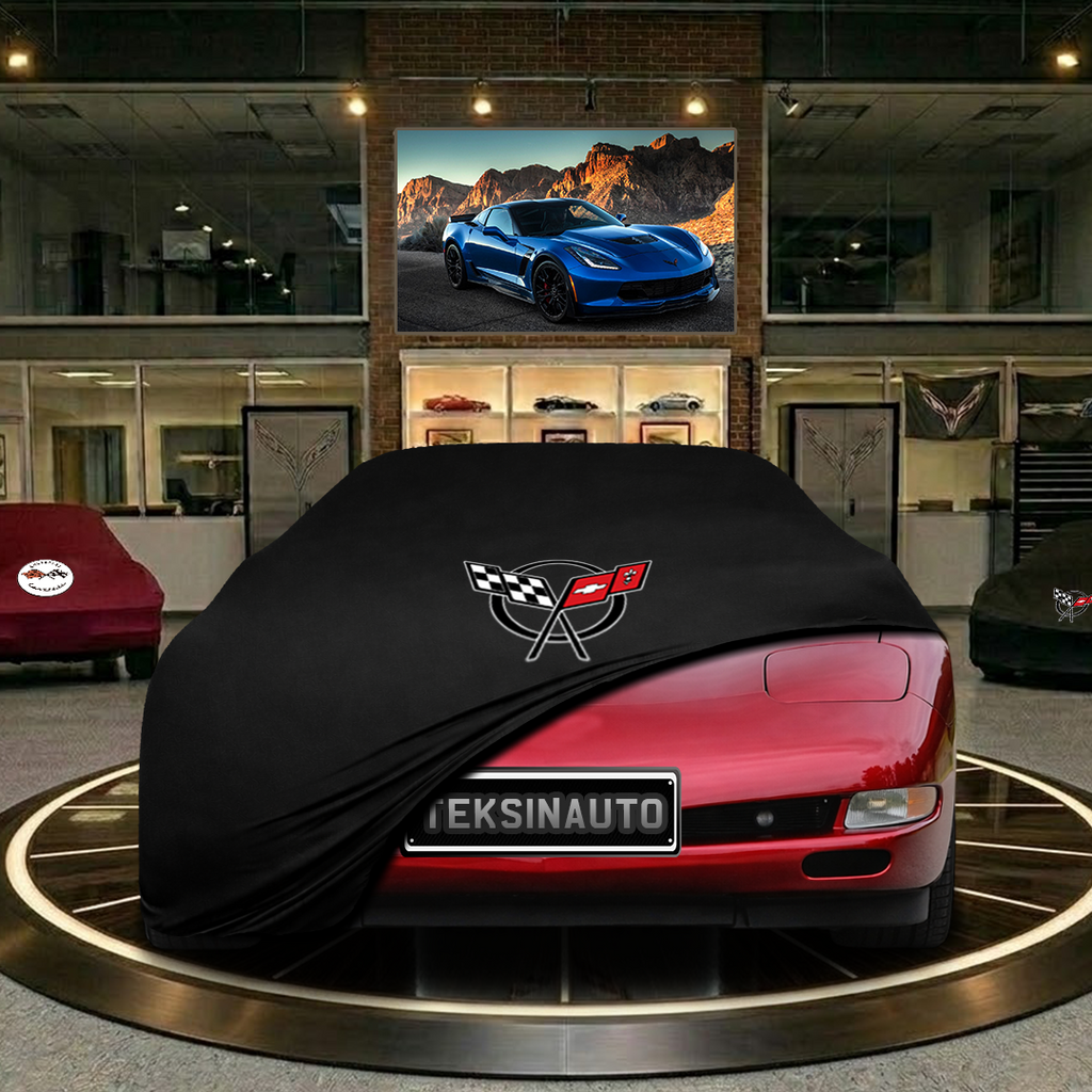 CORVETTE C5 INDOOR CAR COVER FOR ALL MODEL - Red - Corvette C5 Logo