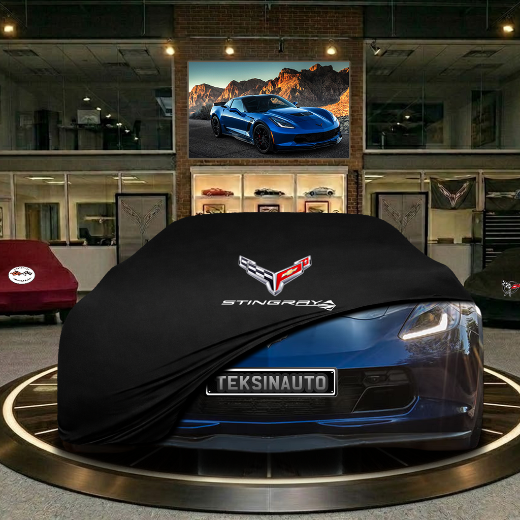 CORVETTE C7 INDOOR CAR COVER FOR ALL MODEL - Blue - Corvette Logo