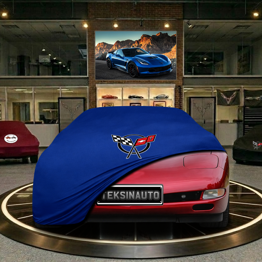 CORVETTE C5 INDOOR CAR COVER FOR ALL MODEL - Red - Corvette Logo