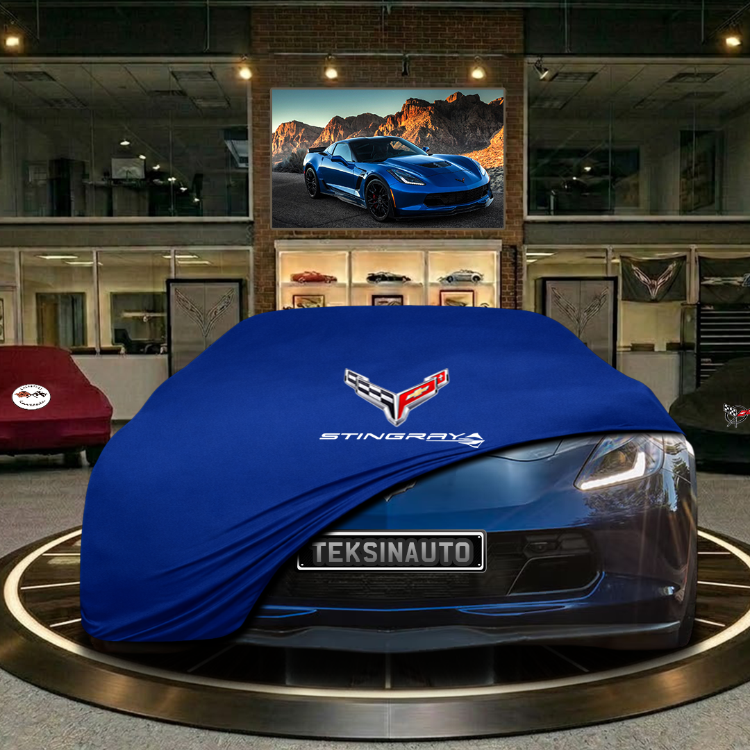 CORVETTE C7 INDOOR CAR COVER FOR ALL MODEL - Black - STINGRAY Logo