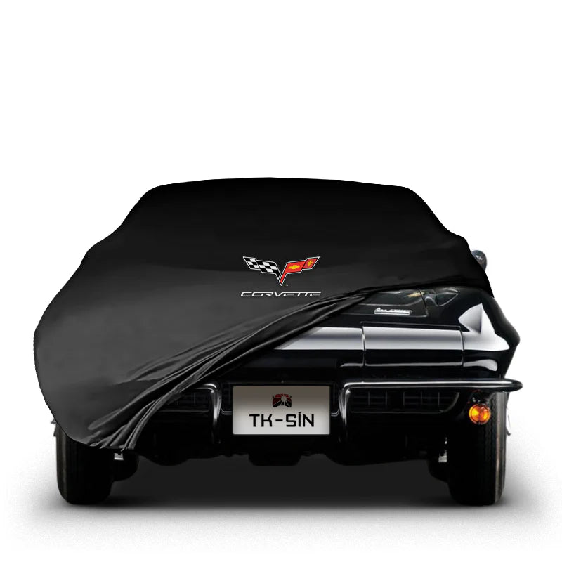 CORVETTE C2 INDOOR CAR COVER FOR ALL MODEL - Black - Corvette Logo