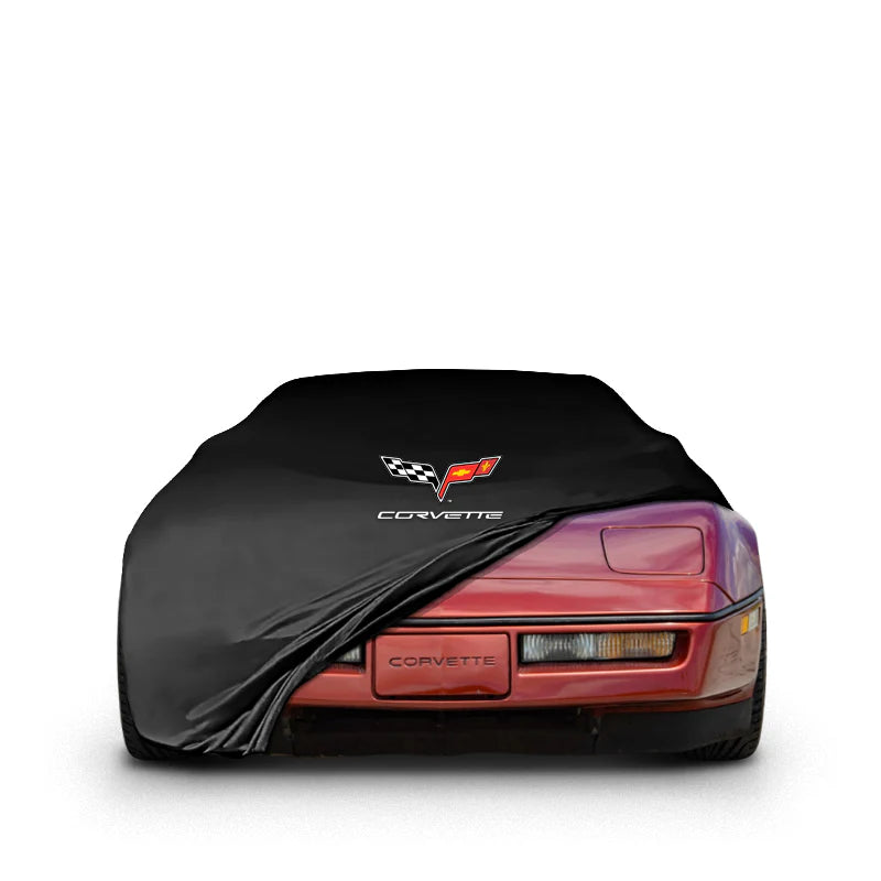 CORVETTE C4 INDOOR CAR COVER FOR ALL MODEL - Black - Corvette Logo