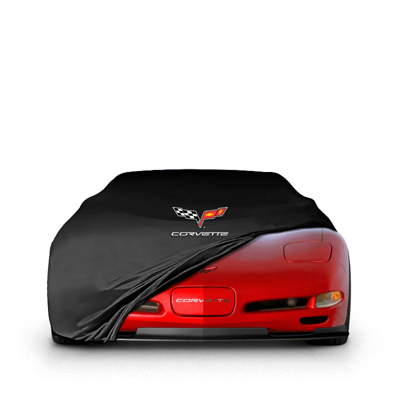 CORVETTE C5 INDOOR CAR COVER FOR ALL MODEL - Black - Corvette Logo