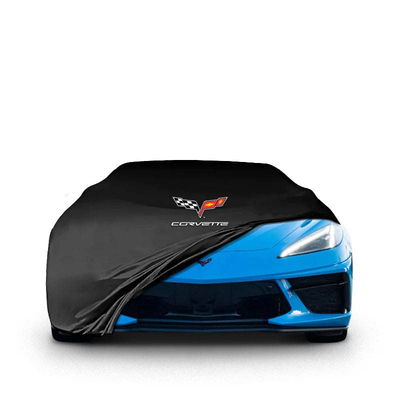 CORVETTE C8 INDOOR CAR COVER FOR ALL MODEL - Red - Corvette Logo