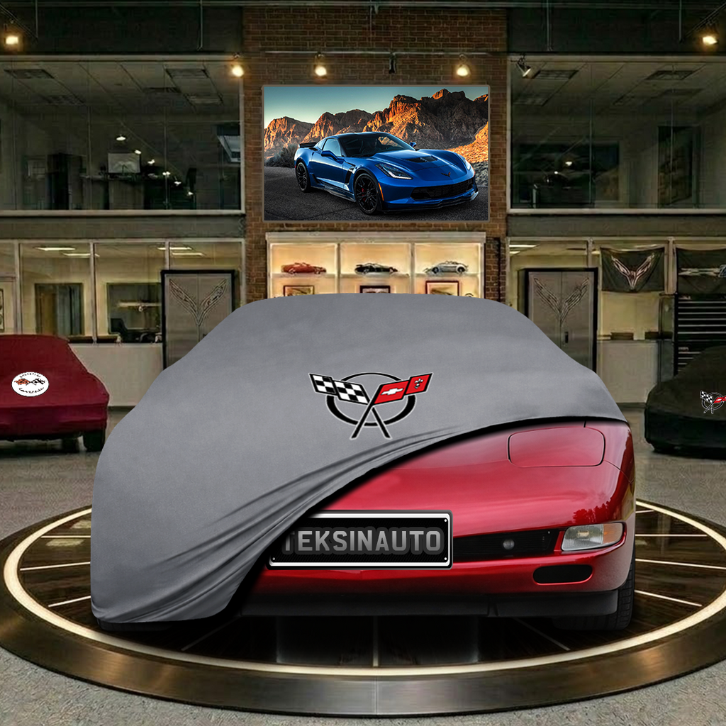 CORVETTE C5 INDOOR CAR COVER FOR ALL MODEL - Gray - Corvette C5 Logo