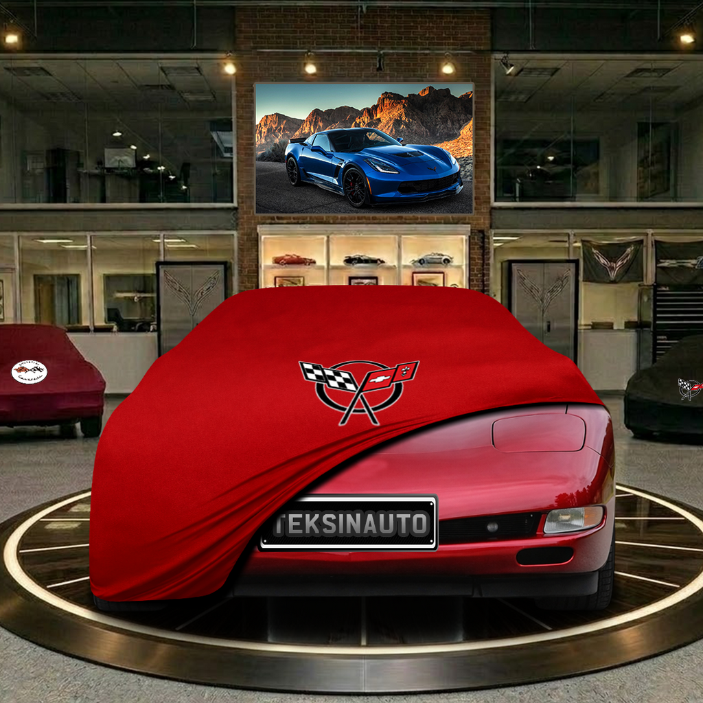 CORVETTE C5 INDOOR CAR COVER FOR ALL MODEL - Gray - Corvette Logo