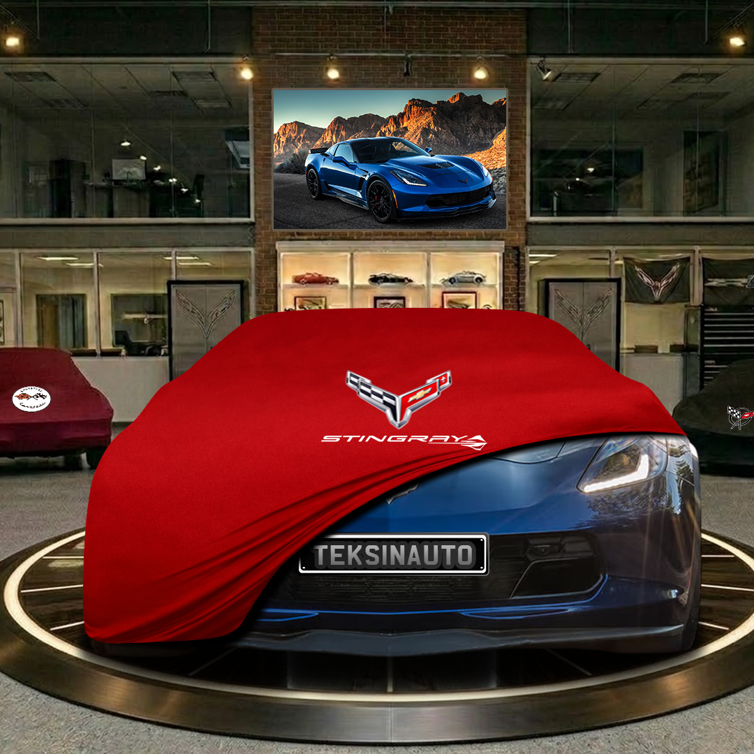 CORVETTE C7 INDOOR CAR COVER FOR ALL MODEL - Gray - Corvette Logo